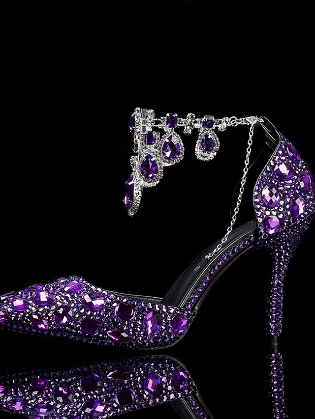 Elegant Pointed Toe Crystal Embellished Stiletto Heels - Image 1