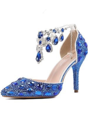 Elegant Pointed Toe Crystal Embellished Stiletto Heels - Image 13