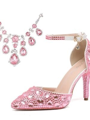 Elegant Pointed Toe Crystal Embellished Stiletto Heels - Image 14