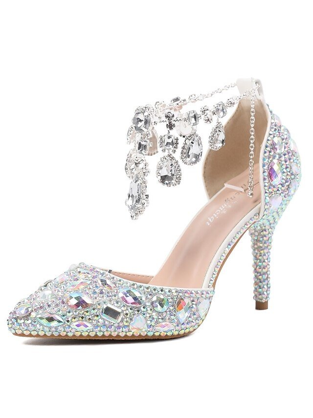 Elegant Pointed Toe Crystal Embellished Stiletto Heels - Image 2