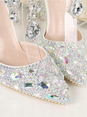 Elegant Pointed Toe Crystal Embellished Stiletto Heels - Image 5