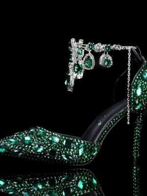 Elegant Pointed Toe Crystal Embellished Stiletto Heels - Image 7