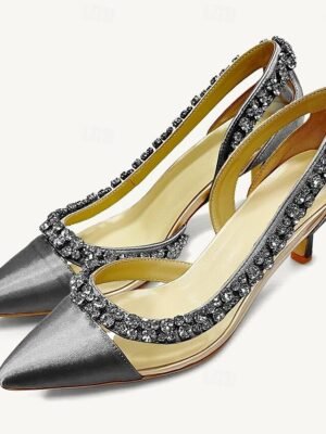 Elegant Pointed Toe Crystal Embellished Heels - Image 9
