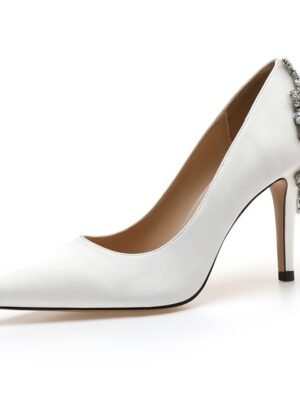 Elegant Pointed Toe High Heel Imitation Rhinestone Satin Pumps - Image 1