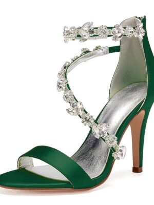 Elegant Satin Rhinestone Embellished Stiletto Heels - Image 13