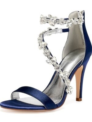 Elegant Satin Rhinestone Embellished Stiletto Heels - Image 7