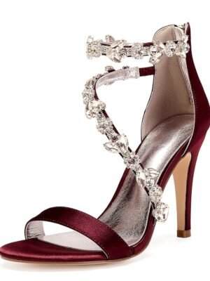 Elegant Satin Rhinestone Embellished Stiletto Heels - Image 8