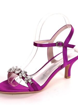 Elegant Silver Rhinestone Open-Toe Ankle Strap Heeled Sandals - Image 13