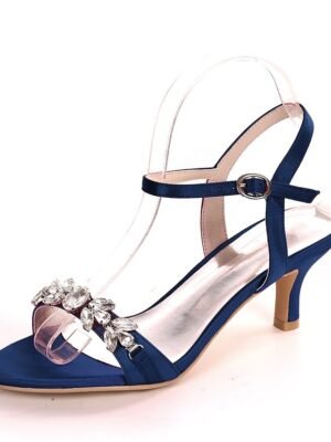 Elegant Silver Rhinestone Open-Toe Ankle Strap Heeled Sandals - Image 2