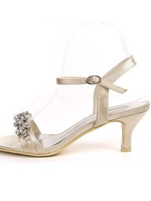 Elegant Silver Rhinestone Open-Toe Ankle Strap Heeled Sandals - Image 6
