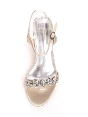 Elegant Silver Rhinestone Open-Toe Ankle Strap Heeled Sandals - Image 7