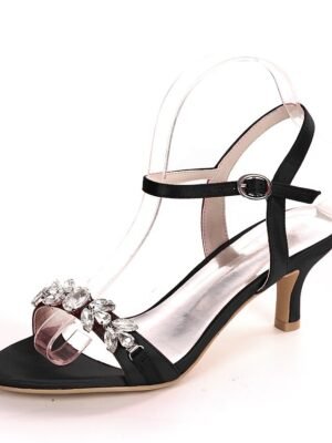 Elegant Silver Rhinestone Open-Toe Ankle Strap Heeled Sandals - Image 8