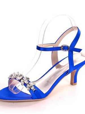 Elegant Silver Rhinestone Open-Toe Ankle Strap Heeled Sandals - Image 9