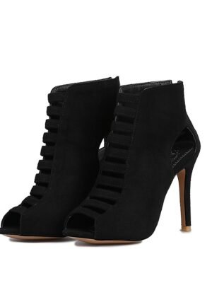 Elegant Strappy Suede Peep Toe High Heel Sandals - Image 10