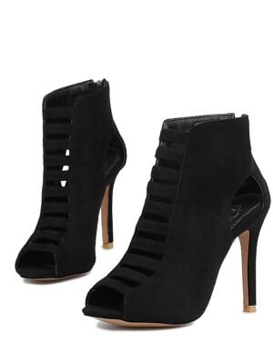 Elegant Strappy Suede Peep Toe High Heel Sandals - Image 11