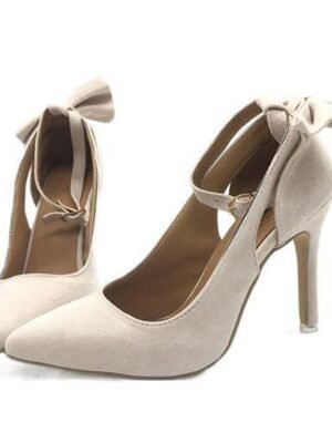 Elegant Suede Party Pointed Toe Ankle Strap Stiletto Heels - Image 3