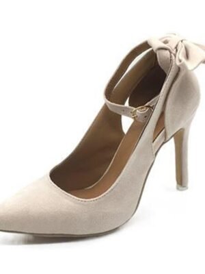 Elegant Suede Party Pointed Toe Ankle Strap Stiletto Heels - Image 4