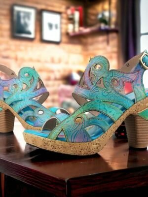 Elegant Vintage Floral Buckle Cone Heel Sandals - Image 10