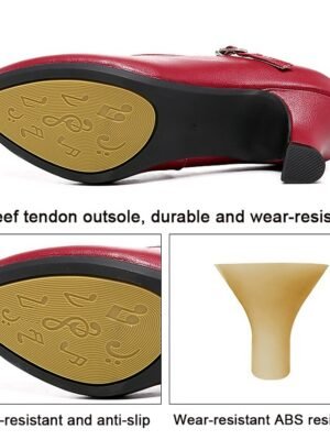 Elegant Vintage Leather Kitten Heel Mary Jane Pumps - Image 4