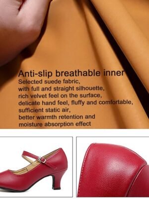 Elegant Vintage Leather Kitten Heel Mary Jane Pumps - Image 5