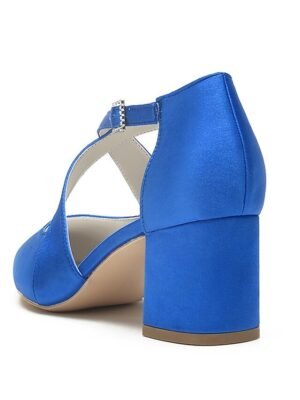 Elegant White Satin Pointed Toe Block Heel Wedding Shoes - Image 10