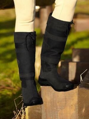 Equestrian Tall Brown Round Toe Chunky Heel Riding Boots - Image 4