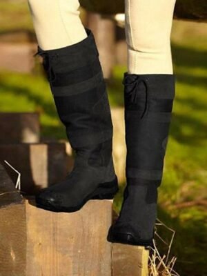Equestrian Tall Brown Round Toe Chunky Heel Riding Boots - Image 5