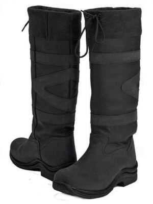 Equestrian Tall Brown Round Toe Chunky Heel Riding Boots - Image 6