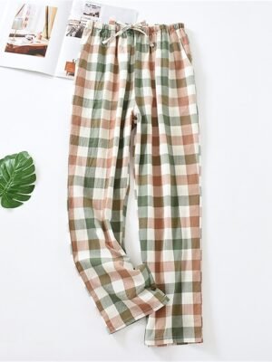 Fashion Casual Plaid Elastic Waist Long Loungewear Pants - Image 1