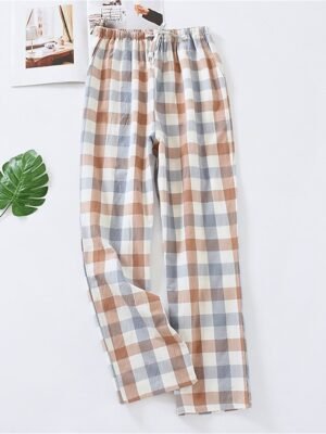 Fashion Casual Plaid Elastic Waist Long Loungewear Pants - Image 2