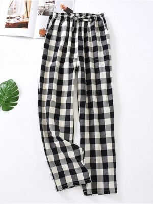 Fashion Casual Plaid Elastic Waist Long Loungewear Pants - Image 3