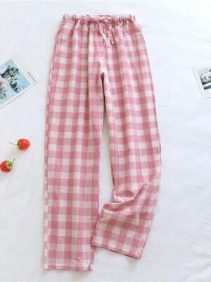 Fashion Casual Plaid Elastic Waist Long Loungewear Pants - Image 4