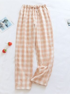 Fashion Casual Plaid Elastic Waist Long Loungewear Pants - Image 5