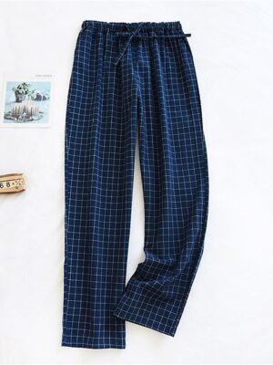 Fashion Casual Plaid Elastic Waist Long Loungewear Pants - Image 8