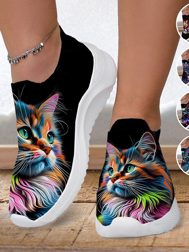 Fashion Casual Print Slip-On Flat Heel Sneakers - Image 1
