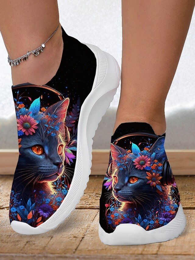 Fashion Casual Print Slip-On Flat Heel Sneakers - Image 2