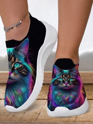 Fashion Casual Print Slip-On Flat Heel Sneakers - Image 3
