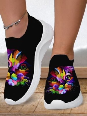 Fashion Casual Print Slip-On Flat Heel Sneakers - Image 5