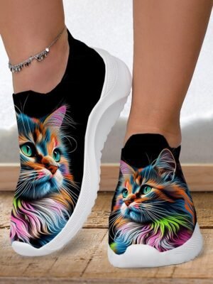 Fashion Casual Print Slip-On Flat Heel Sneakers - Image 6
