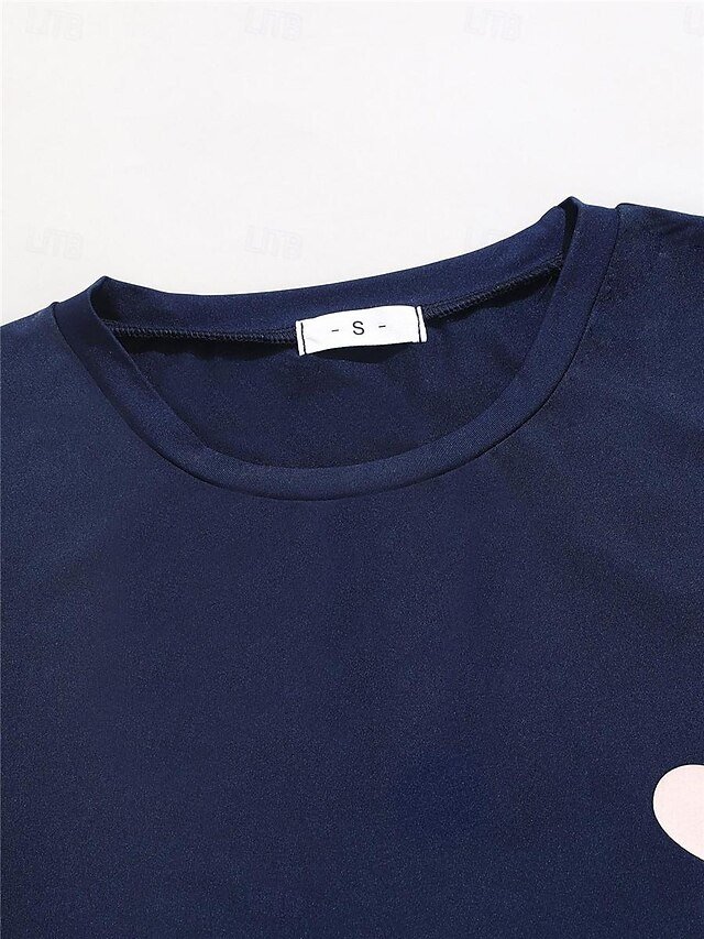 Fashion Comfort Heart Plaid Crew Neck Short Sleeve Shorts Pajama Set - Image 2