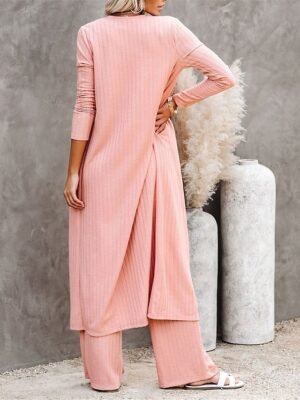 Fashion Comfort Knit Crew Neck Long Sleeve Loungewear Set - Image 1