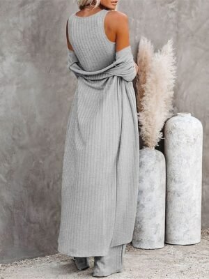 Fashion Comfort Knit Crew Neck Long Sleeve Loungewear Set - Image 3