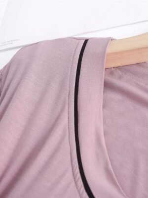 Fashion Comfort V Wire Short Sleeve Home Pajama Set - Image 20