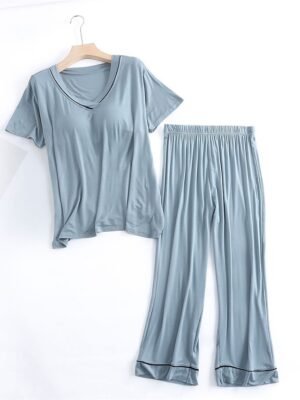 Fashion Comfort V Wire Short Sleeve Home Pajama Set - Image 5