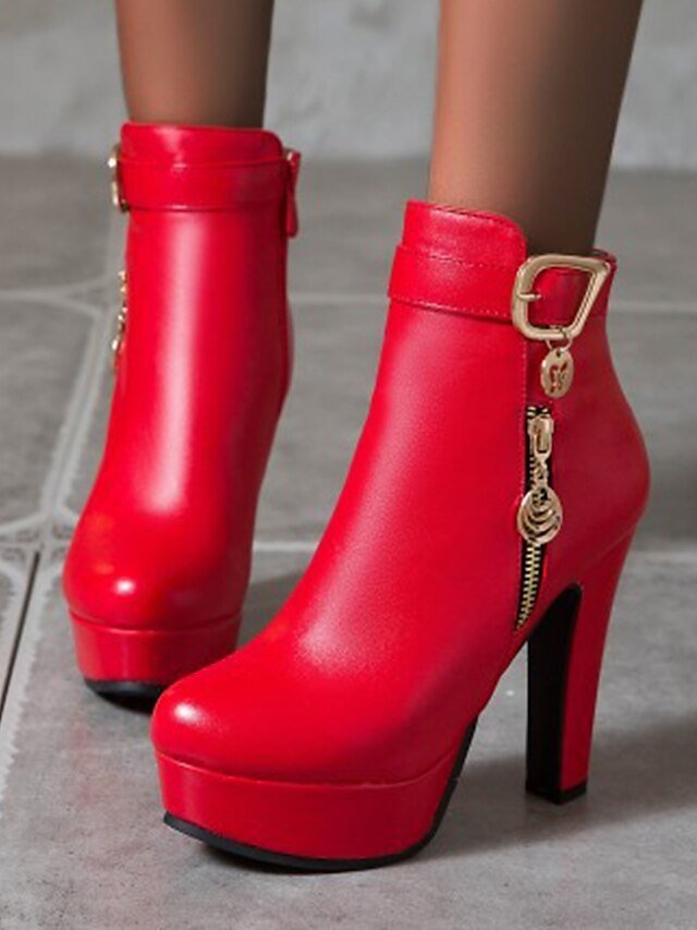 Fashion High Heel Black Platform Ankle Boots - Image 10