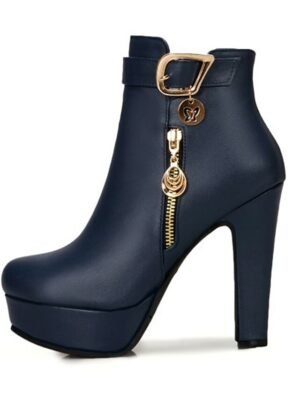 Fashion High Heel Black Platform Ankle Boots - Image 12