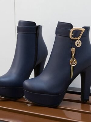 Fashion High Heel Black Platform Ankle Boots - Image 13