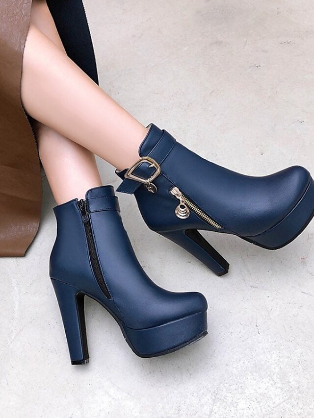 Fashion High Heel Black Platform Ankle Boots - Image 15