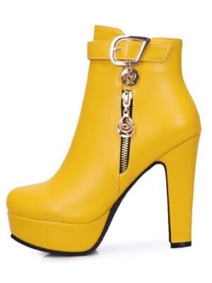 Fashion High Heel Black Platform Ankle Boots - Image 16