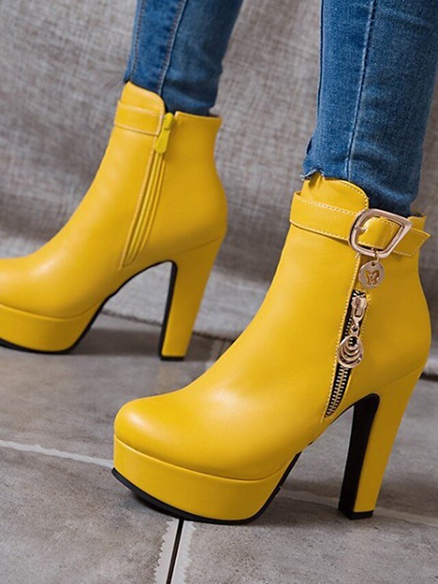 Fashion High Heel Black Platform Ankle Boots - Image 18